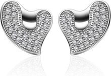 Schmuckset 925er Sterlingsilber Herz-Anhänger Ohrringe 5A-Zirkonia