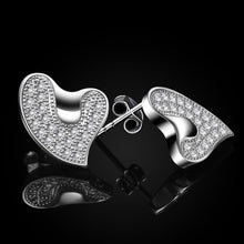 925er-Sterlingsilber Herz Anhänger Ohrringe Set, Damen
