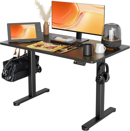 Höhenverstellbarer Schreibtisch 120x60 cm Schwarz Stahlgestell