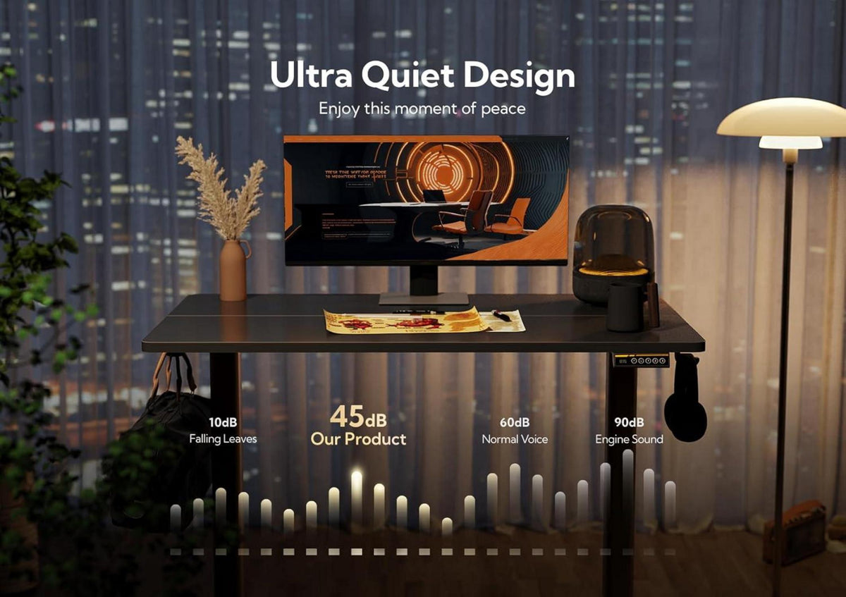 Höhenverstellbarer Schreibtisch 120x60 cm Elektrisch Schwarz Stabil