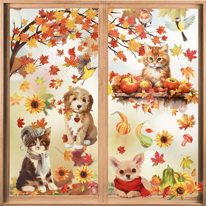 Herbst Fensterbilder 9 Blatt – Thanksgiving Deko Aufkleber