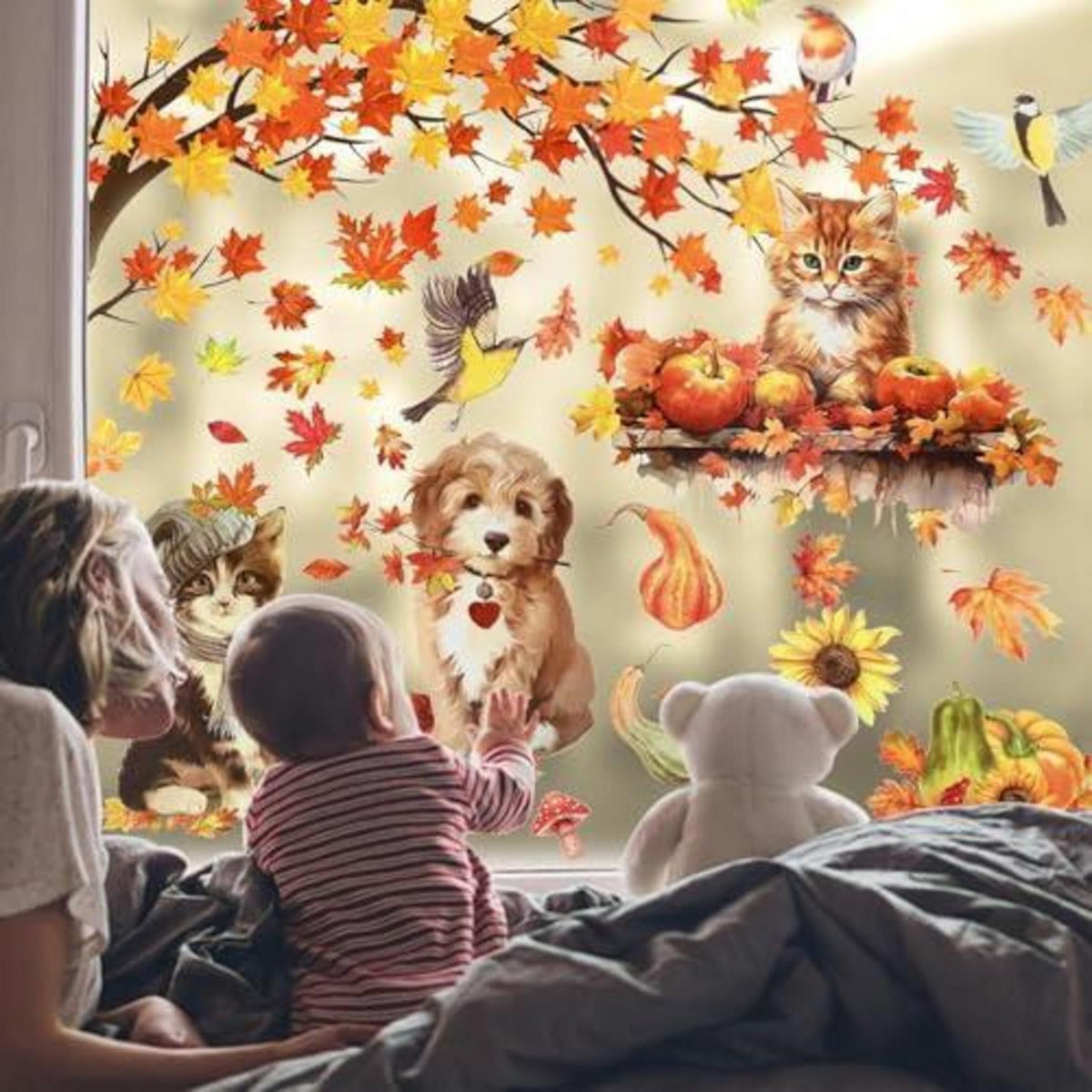 Herbst Fensterbilder 9 Blatt – Thanksgiving Deko Aufkleber