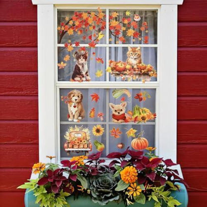 Herbst Fensterbilder 9 Blatt – Thanksgiving Deko Aufkleber