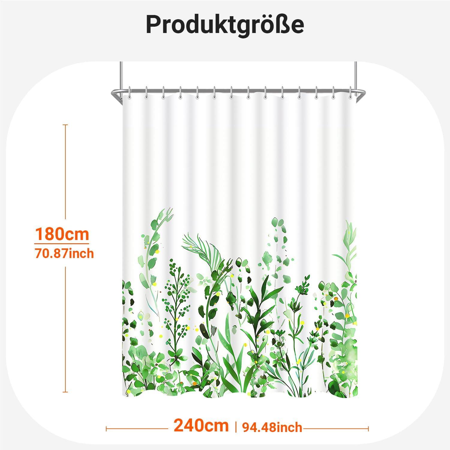 Duschvorhang Blumen 240x180cm Wasserdicht Textil Antischimmel