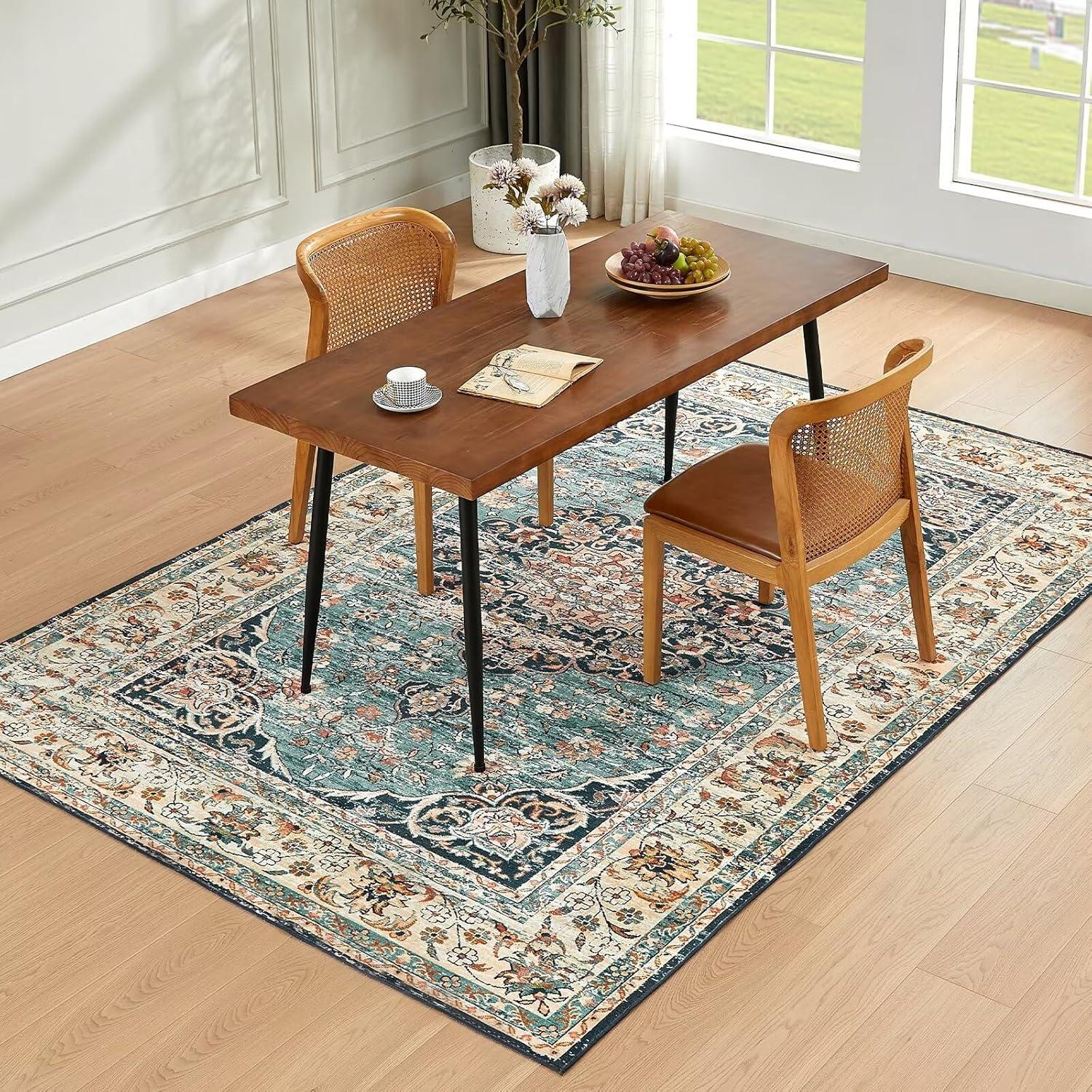 Vintage Teppich Kurzflor Orientalisch Groß für Wohnzimmer Schlafzimmer 200x290CM