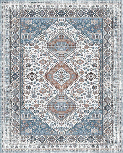 OMERAI Vintage Boho Teppich Kurzflor Dunkelblau 60x130cm neu