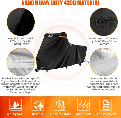 Motorradabdeckung 420D wasserdicht Harley Davidson Road King UV-Schutz