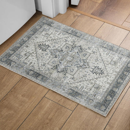 Vintage Blumenmuster Teppich waschbar Kurzflor Wohnzimmer 60x130CM