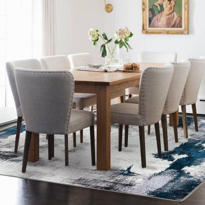 Waschbarer Teppich Kurzflor Abstrakt Blau 200x290CM für