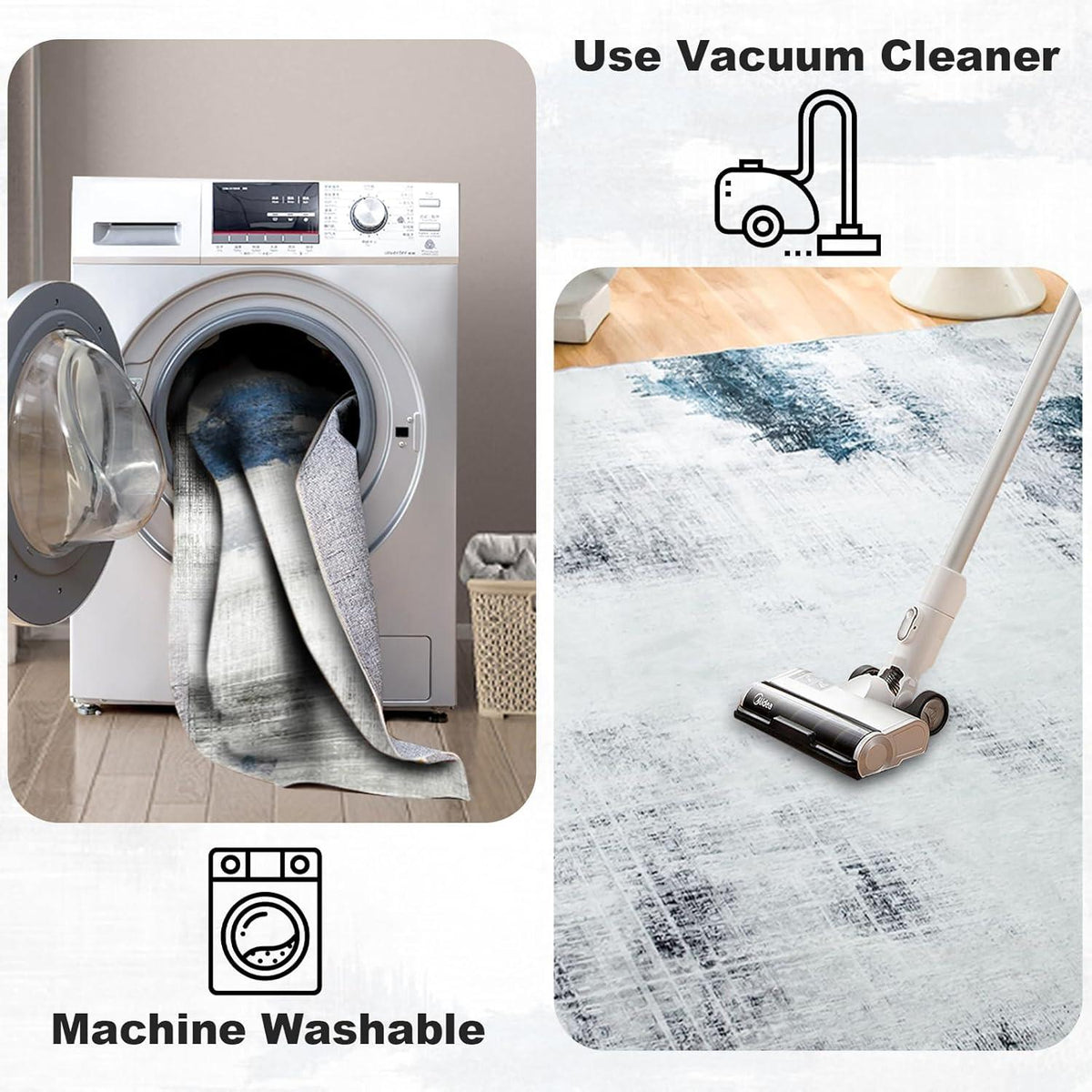 Waschbarer Teppich Moderner Abstrakt Rutschfest In & Outdoor Blau