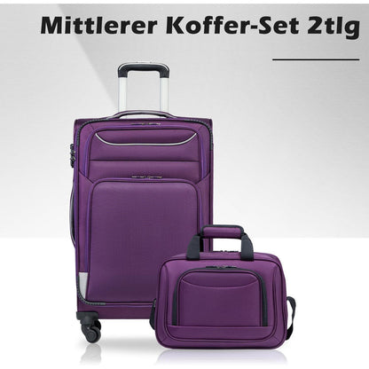 COOLIFE Koffer Set 2tlg Lila+Silber 65x43x28cm 38x26x17cm