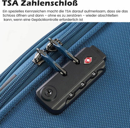 COOLIFE Koffer Trolley Set mit 4 Rollen TSA-Schloss + Umhängetasche lila/Silber