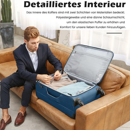 COOLIFE Koffer Trolley 4 Rollen Handgepäck TSA-Schloss lila+Silber