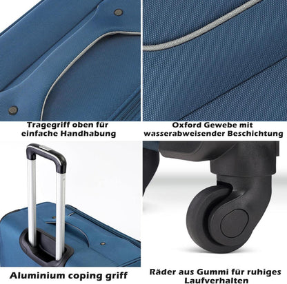 Koffer Trolley Set mit 4 Rollen Stoffkoffer Handgepäck