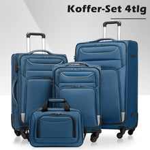 COOLIFE Koffer-Set 4tlg Blau Stoffkoffer TSA Handgepäck mit