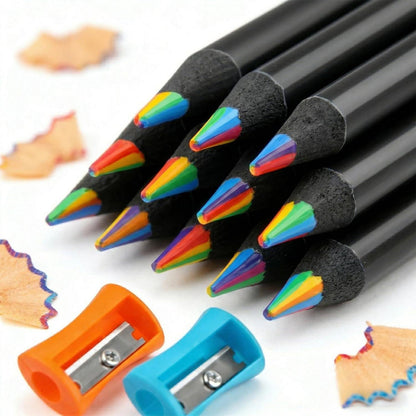 24 Regenbogen Buntstifte 7in1 mit Spitzer – Ideal zum Malen & Zeichnen