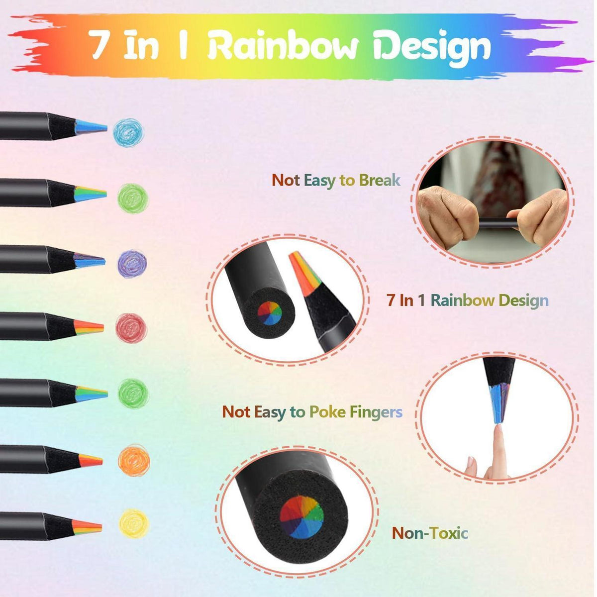 24 Regenbogen Buntstifte 7in1 mit Spitzer – Ideal zum Malen & Zeichnen