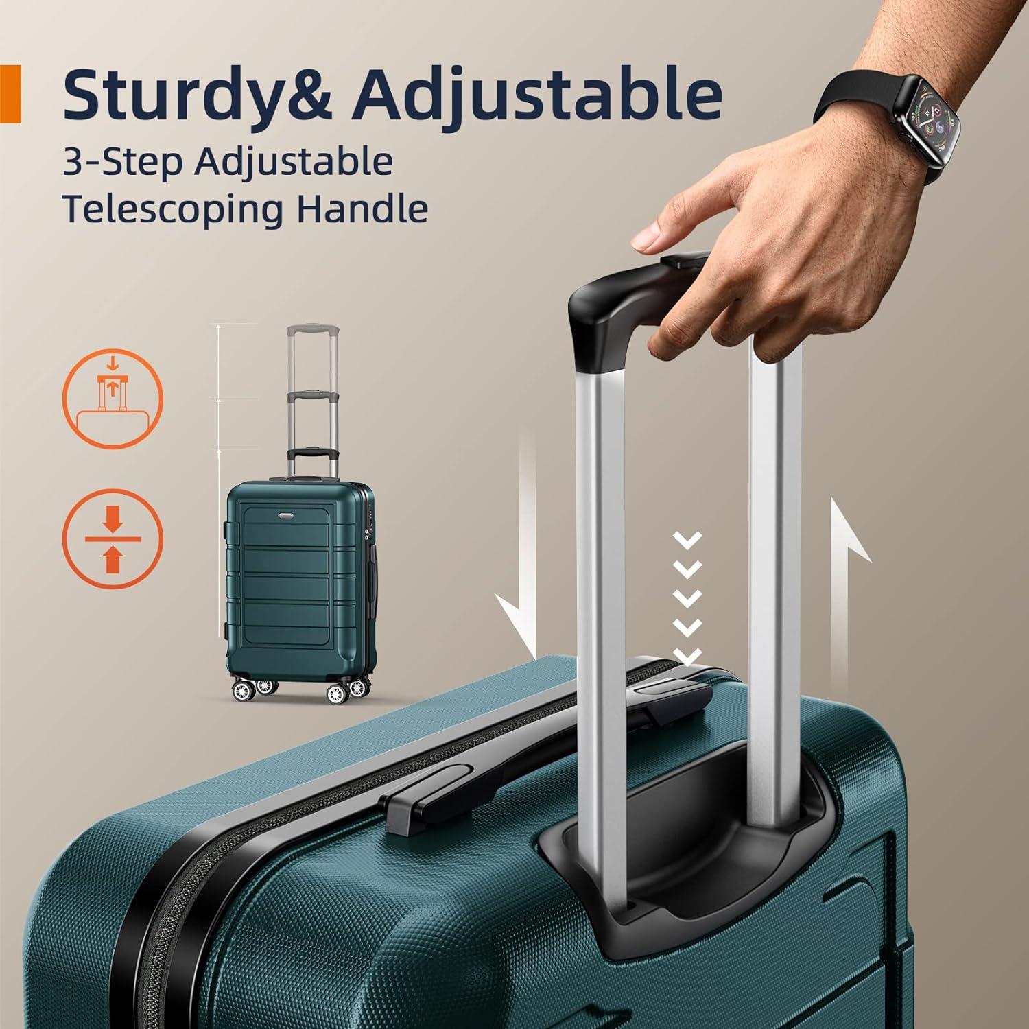 Kofferset 2tlg ABS+PC Hartschale Erweiterbar TSA Handgepäck (M XL