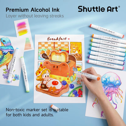 Alkohol Marker Set 240 Farben, doppelseitig, mit Zubehör