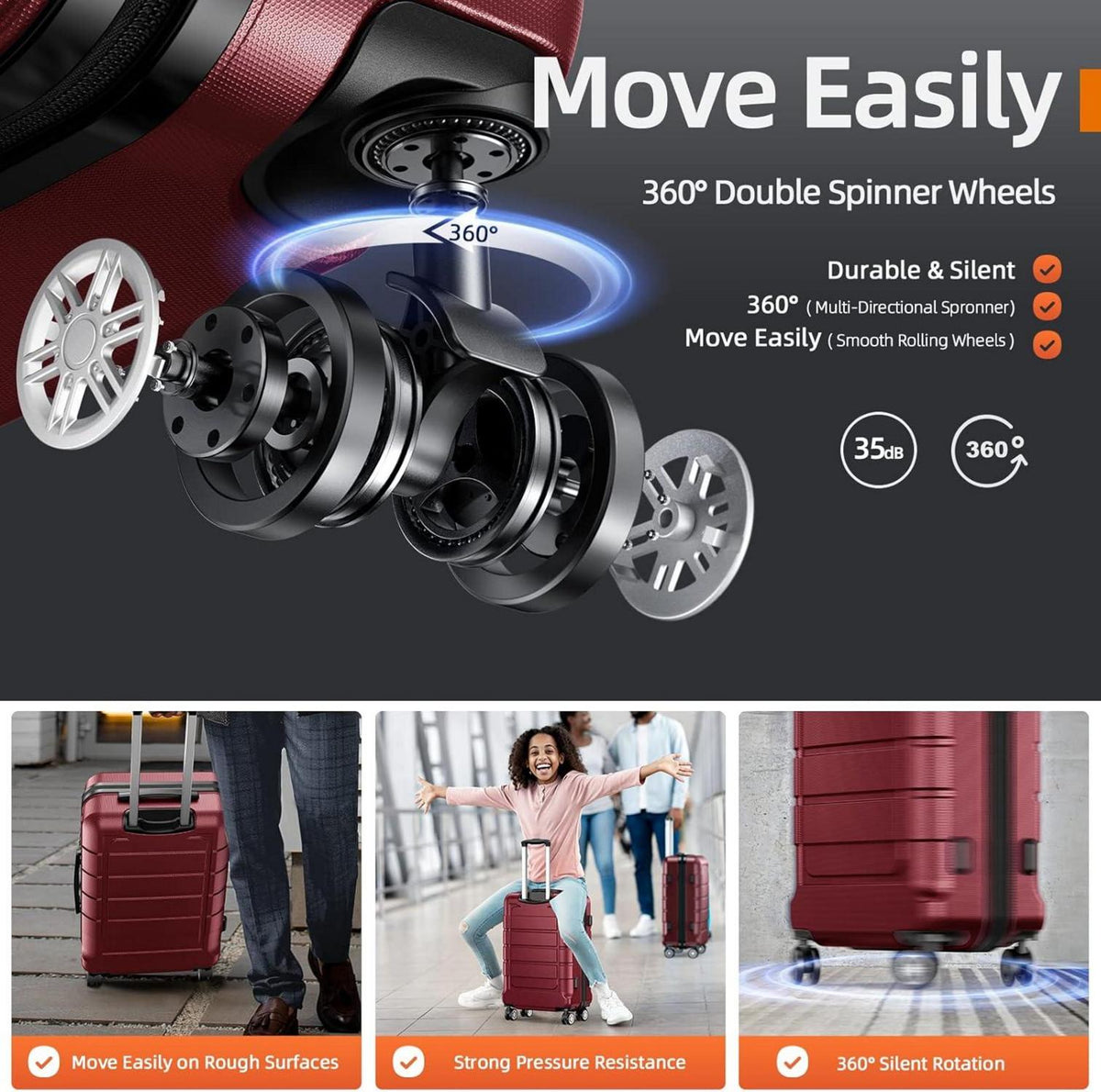 SHOWKOO Kofferset 2tlg Hartschale Leicht ABS+PC Erweiterbar TSA 4