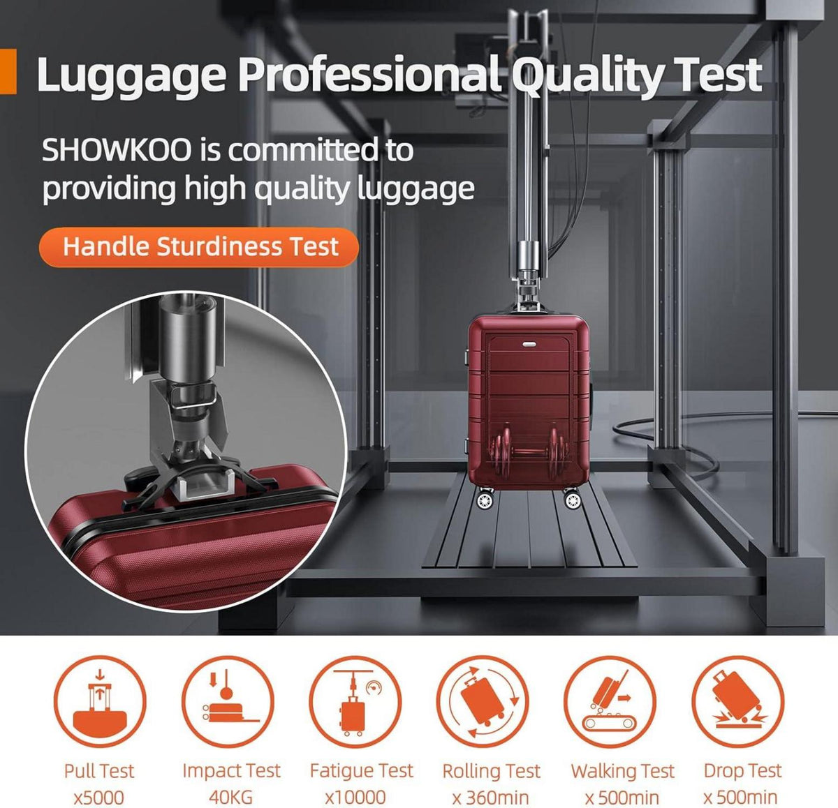 SHOWKOO Kofferset 2tlg ABS+PC Hartschale Leicht Erweiterbar TSA Rot