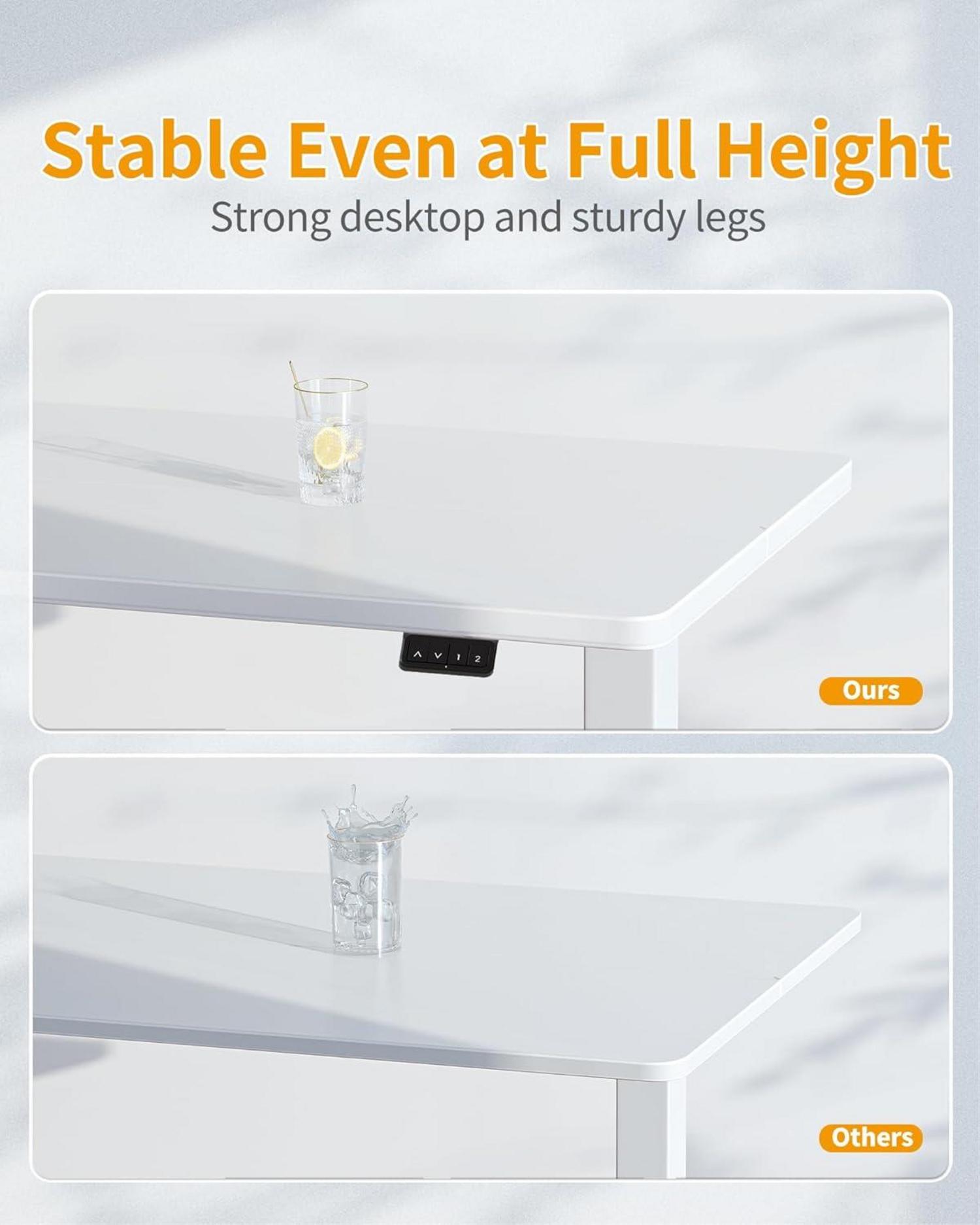 Elektrischer höhenverstellbarer Schreibtisch 152x60cm Weiß/Stahl T-Beine