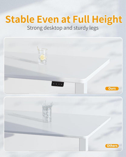 Elektrischer höhenverstellbarer Schreibtisch 152x60cm Weiß/Stahl T-Beine