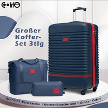 ABS Hartschalen Kofferset 3tlg Blau/Rot TSA-Schloss