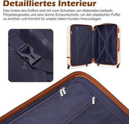 Koffer Trolley ABS Hartschalen 4 Rollen TSA-Schloss Blau/Rot 3tlg