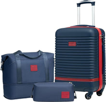 COOLIFE ABS Hartschalen Koffer Set 3-teilig Blau/Rot