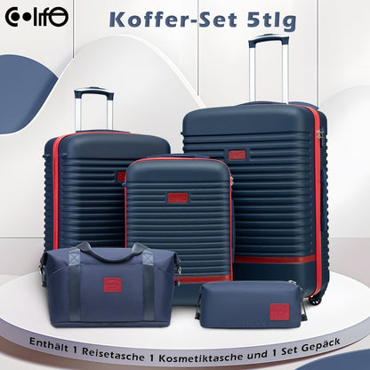 COOLIFE Hartschalen Kofferset 5tlg TSA Schloss 4 Rollen