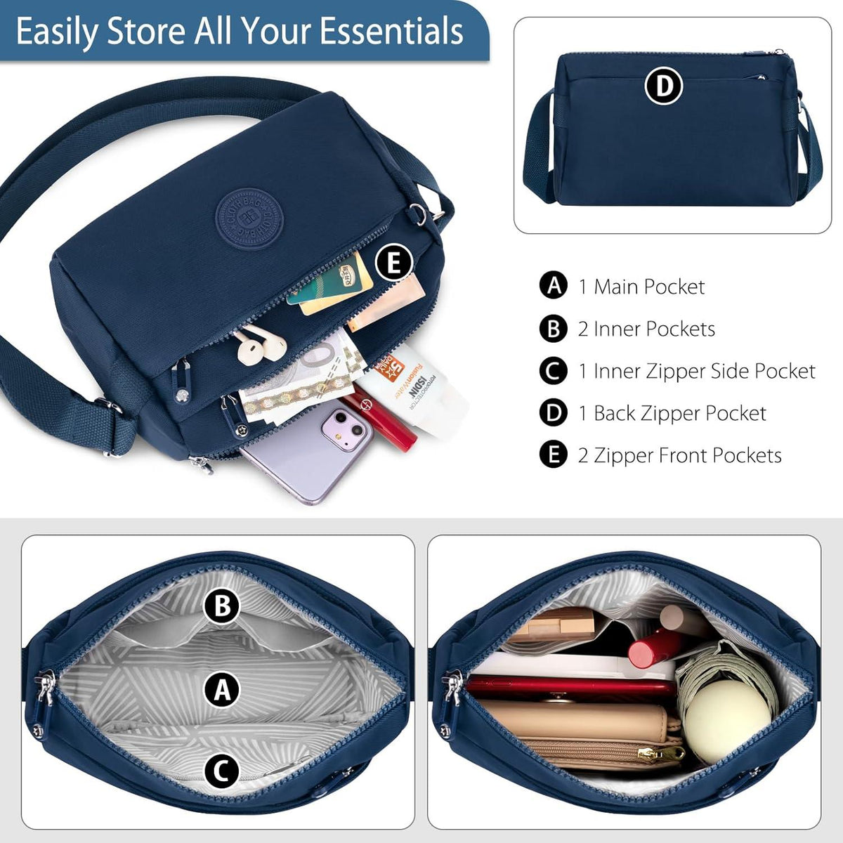Kleine Crossbody Bag Damen Verstellbarer Schultergurt Umhängetasche