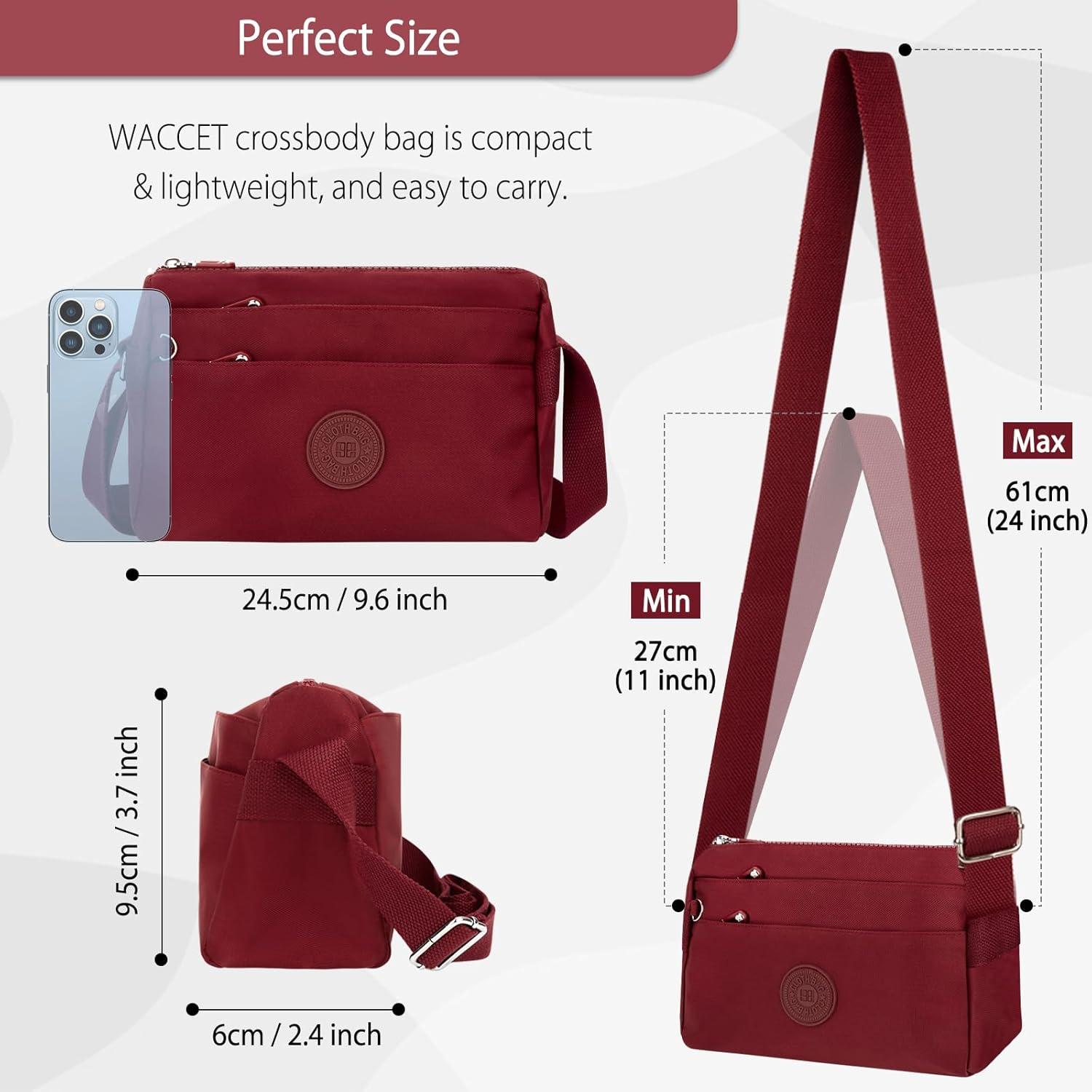 Leichte Damen Umhängetasche Crossbody Schultergurt Dunkelrot