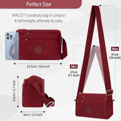Leichte Damen Umhängetasche Crossbody Schultergurt Dunkelrot