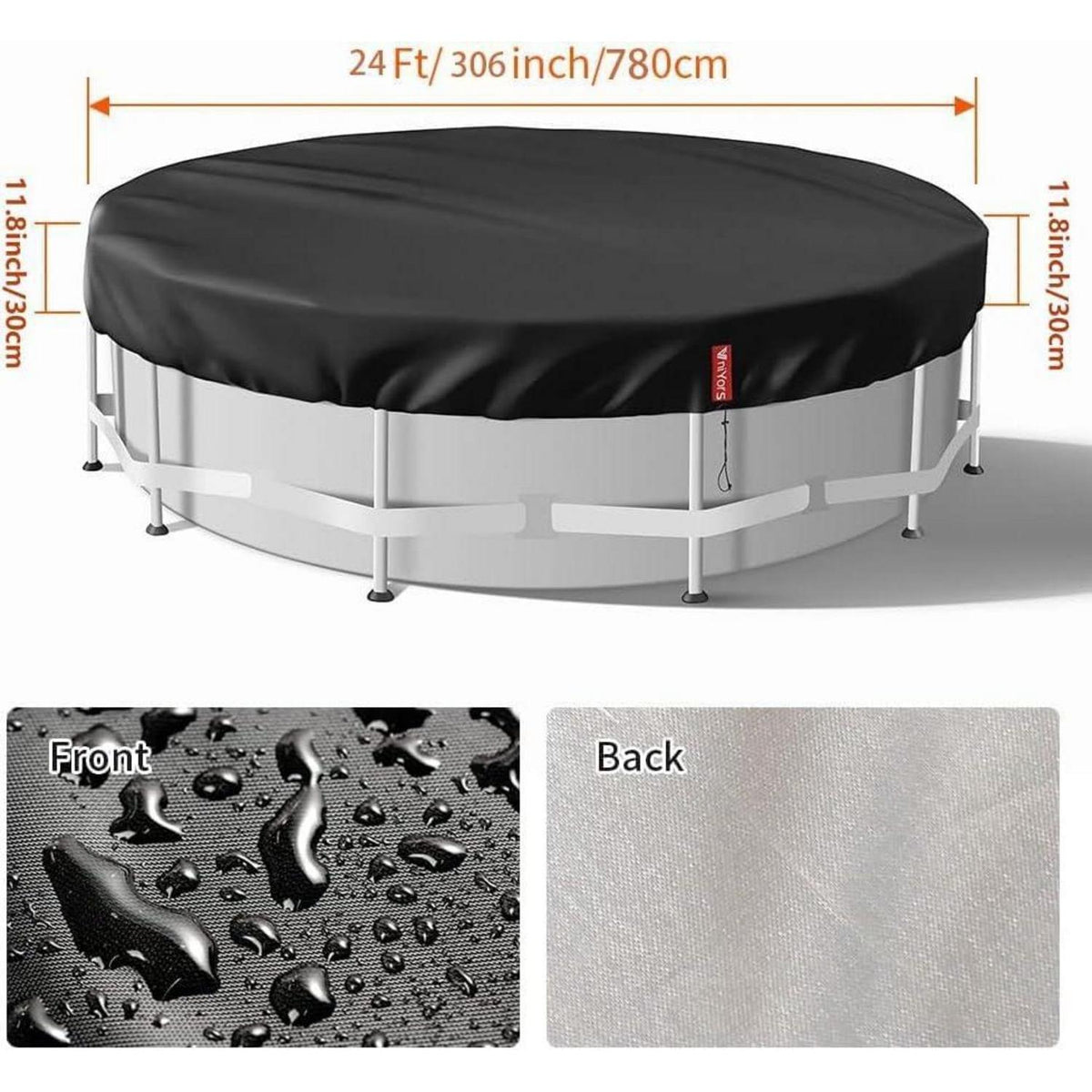 Poolabdeckung 780cm Schwarz – UV-Schutz & Winddicht