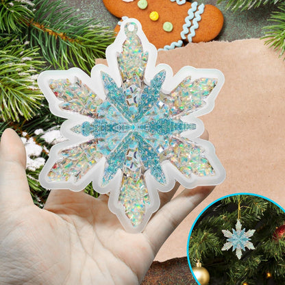 4Pcs Christmas Resin Schneeflocken Silikonform für Harzornamente