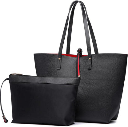 Modische Damen Schultertasche PU-Leder 2-teilig Handtaschen Set