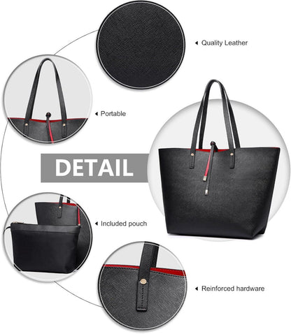 Modische Damen Schultertasche PU-Leder 2-teilig Handtaschen Set