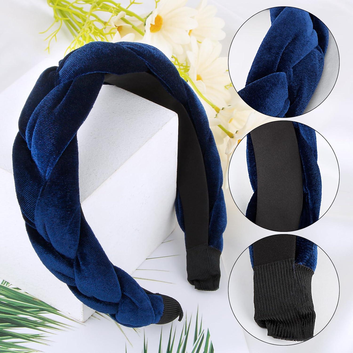 Samt Haarreif Geflochten Vintage Haarband Trachten Haarschmuck Blau
