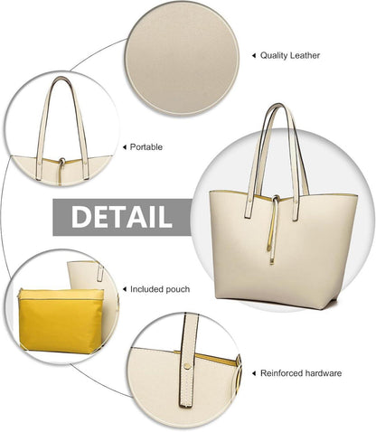 Schultertasche Damen Groß Einkaufstasche PU-Leder Set