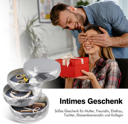 Schmuckkästchen Damen 4 Ebenen Drehbar Ringe Ohrringe Halskette