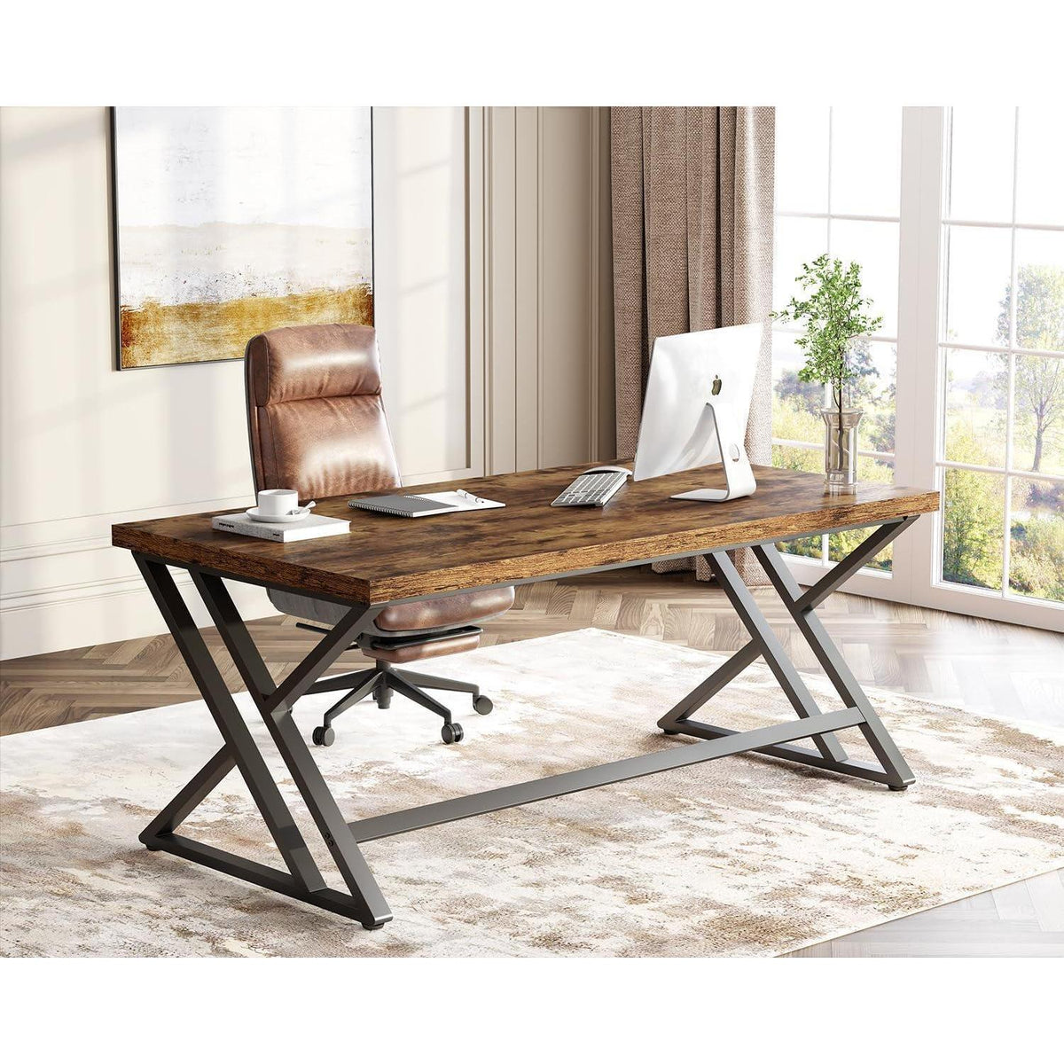 Computertisch mit Stauraum, rustikales Braun, 140x60cm