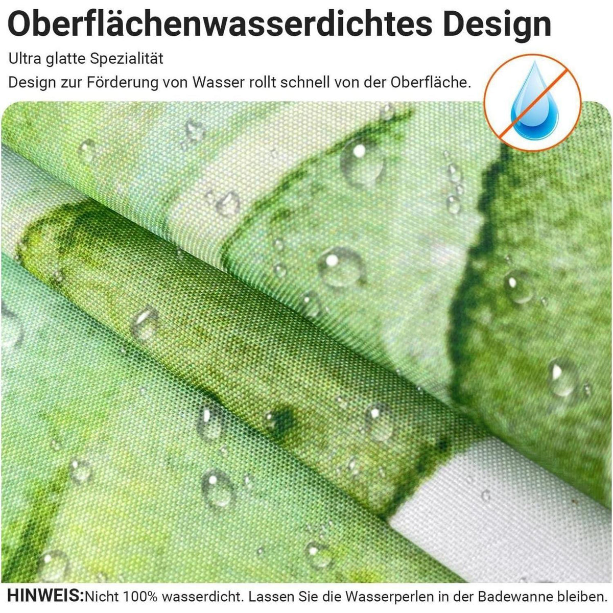 Duschvorhang Grün Blätter 180x200cm Wasserdicht Antischimmel Textil