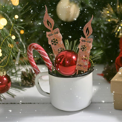 Weihnachtsdeko Metall Kerzen Gartenstecker Rostoptik, 2er Set, Wetterfest