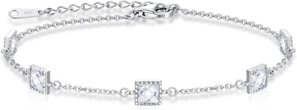 Geburtsstein Armband Damen Silber 925 Zirkonia Verstellbar ArmketteSEO
