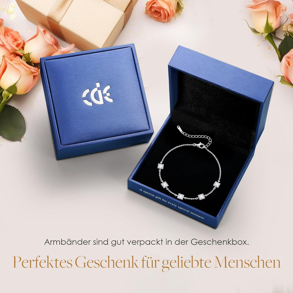 Armband Damen Silber 925 mit Geburtsstein Zirkonia Verstellbar