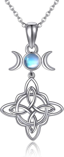 Sterlingsilber Hexen Halskette Mondstein Knoten Schmuck
