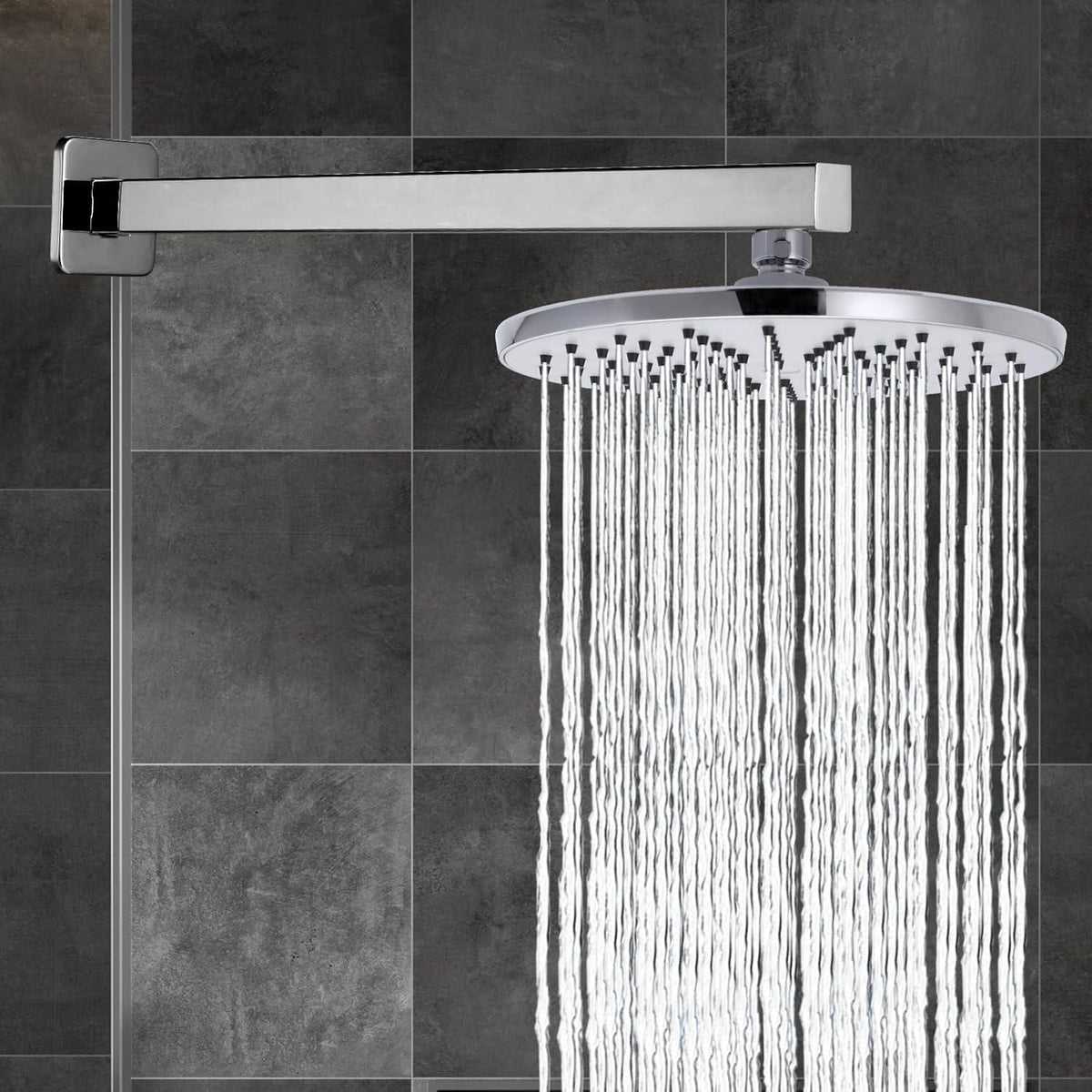50cm Edelstahl Duscharm mit Flansch – Chrom Badewannenarmatur