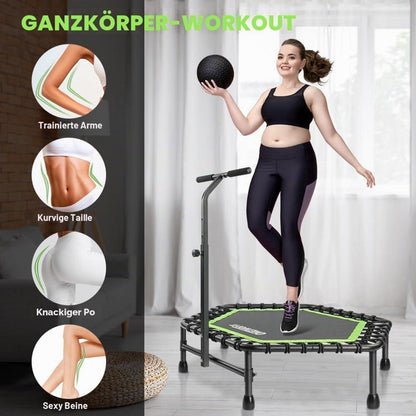 Fitness Trampolin mit Griff – Leise & Gelenkschonend