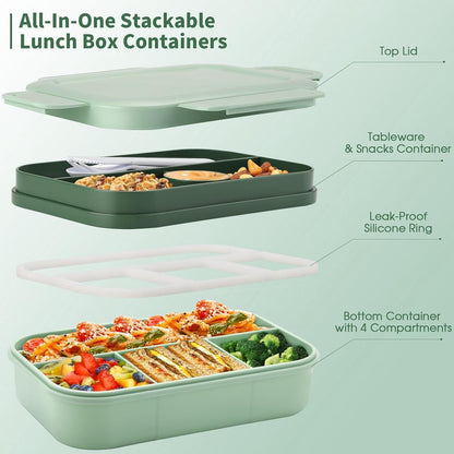 Lunchbox 2000ml Bento Box mit Besteck, auslaufsicher